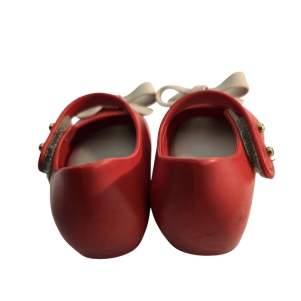 Mini Melissa red Mary Jane Shoes with Bow Toddle size 5 rubber  *